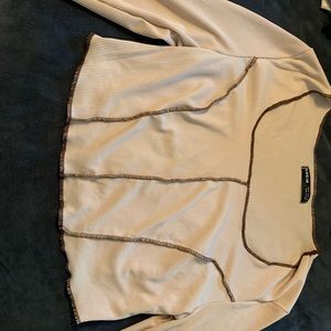Beige and brown lined cropped top new